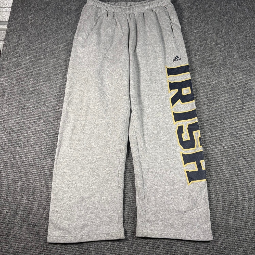 Adidas Sweatpants Mens XL Gray Excellent Notre Dame Irish Wide Leg Baggy